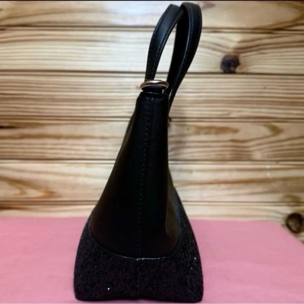 Kate Spade Ina Greta Court Black Glitter sparkle Satchel Mini Tote crossbody